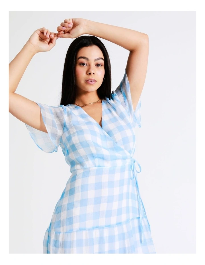 Cheap 𧨠Tokito Recycled Check Wrap Midi π Dress In Pale Blue π 6 Cheap 𧨠Tokito Recycled Check Wrap Midi π Dress In Pale Blue π - Image 4