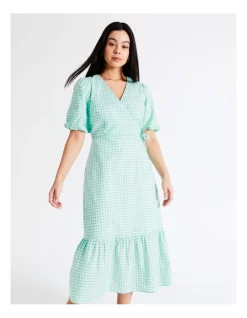 Hot Sale ⌛ Tokito Organic Cotton Blend Check Midi Wrap 👗 Dress In Mint 🎉 -Sweetheart Sales Store unnamed file 579