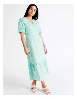 Hot Sale ⌛ Tokito Organic Cotton Blend Check Midi Wrap 👗 Dress In Mint 🎉 -Sweetheart Sales Store unnamed file 580