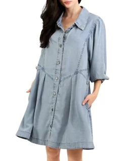 Budget β€οΈ Belle & Bloom Supercut Denim π Dress In Mid Blue π