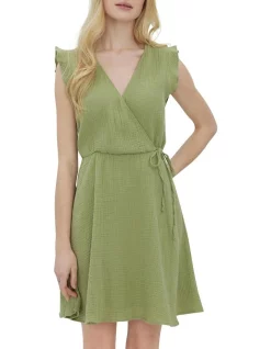 Hot Sale π Vero Moda Natali Sleeveless Cotton π Dress In Sage π