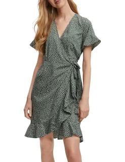 Hot Sale π Vero Moda Henna Frill Wrap π Dress Khaki π