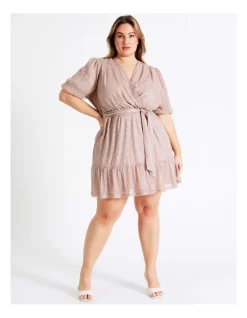 Promo ⭐ Tokito Curve Metallic Plisse Mini 👗 Dress In Blush 😀