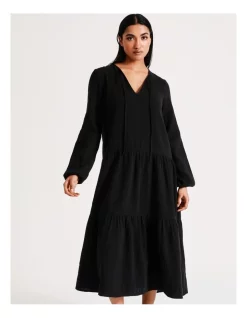 Brand new ⌛ Vero Moda Natalie Long Sleeve Cotton 👗 Dress In Black 👏 -Sweetheart Sales Store unnamed file 736