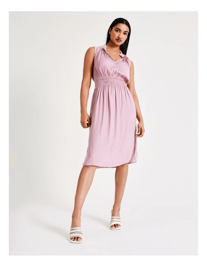 Cheapest π Basque Shirred Waist Recycled Blend Satin Midi π Dress In Mauve π 3 Cheapest π Basque Shirred Waist Recycled Blend Satin Midi π Dress In Mauve π