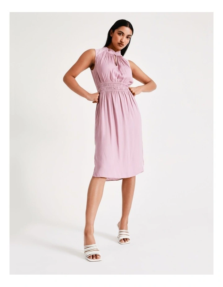 Cheapest π Basque Shirred Waist Recycled Blend Satin Midi π Dress In Mauve π 4 Cheapest π Basque Shirred Waist Recycled Blend Satin Midi π Dress In Mauve π - Image 2