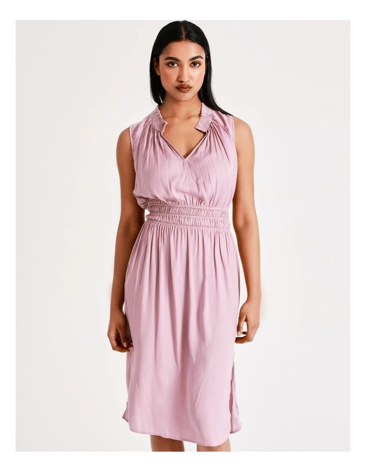 Cheapest π Basque Shirred Waist Recycled Blend Satin Midi π Dress In Mauve π 5 Cheapest π Basque Shirred Waist Recycled Blend Satin Midi π Dress In Mauve π - Image 3