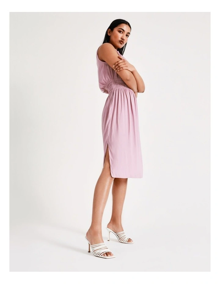 Cheapest π Basque Shirred Waist Recycled Blend Satin Midi π Dress In Mauve π 6 Cheapest π Basque Shirred Waist Recycled Blend Satin Midi π Dress In Mauve π - Image 4