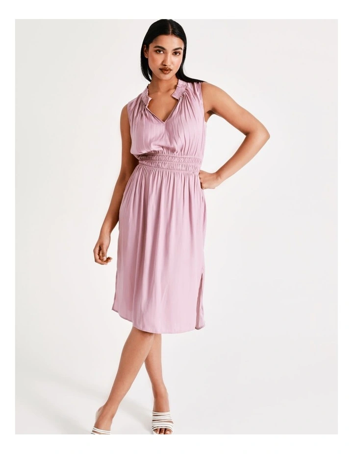 Cheapest π Basque Shirred Waist Recycled Blend Satin Midi π Dress In Mauve π 7 Cheapest π Basque Shirred Waist Recycled Blend Satin Midi π Dress In Mauve π - Image 5
