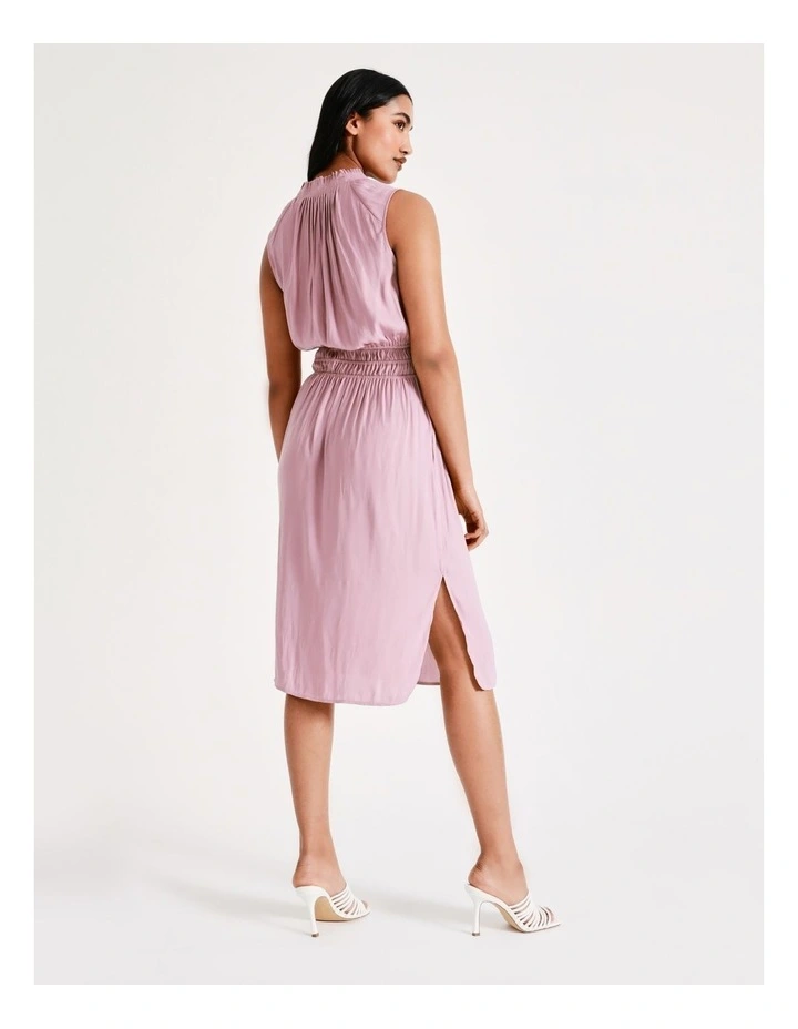 Cheapest π Basque Shirred Waist Recycled Blend Satin Midi π Dress In Mauve π 9 Cheapest π Basque Shirred Waist Recycled Blend Satin Midi π Dress In Mauve π - Image 7