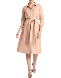 Discount 🌟 David Lawrence Saoirse Linen Slub 👕 Shirt 👗 Dress In Cinnamon 🎉