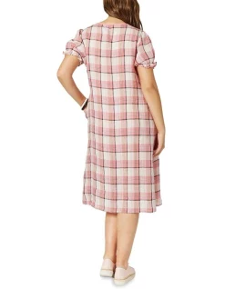 Best Pirce ✔️ Hammock & Vine Linen Check V Neck 👗 Dress In Multi ⭐ -Sweetheart Sales Store unnamed file 772