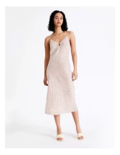 Outlet π Miss Shop Ring Detail π¨ Hammered Satin Slip Midi π Dress In Brown π