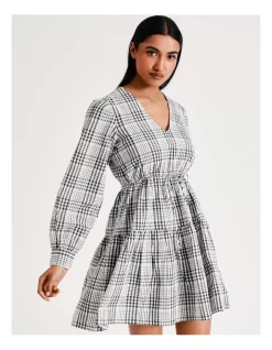 Coupon 😍 Vero Moda Andrea Long Sleeve Cotton 👗 Dress In Black/Snow White Check 🌟 -Sweetheart Sales Store unnamed file 811