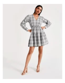 Coupon 😍 Vero Moda Andrea Long Sleeve Cotton 👗 Dress In Black/Snow White Check 🌟 -Sweetheart Sales Store unnamed file 812