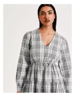Coupon 😍 Vero Moda Andrea Long Sleeve Cotton 👗 Dress In Black/Snow White Check 🌟 -Sweetheart Sales Store unnamed file 813