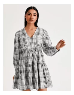 Coupon 😍 Vero Moda Andrea Long Sleeve Cotton 👗 Dress In Black/Snow White Check 🌟 -Sweetheart Sales Store unnamed file 814