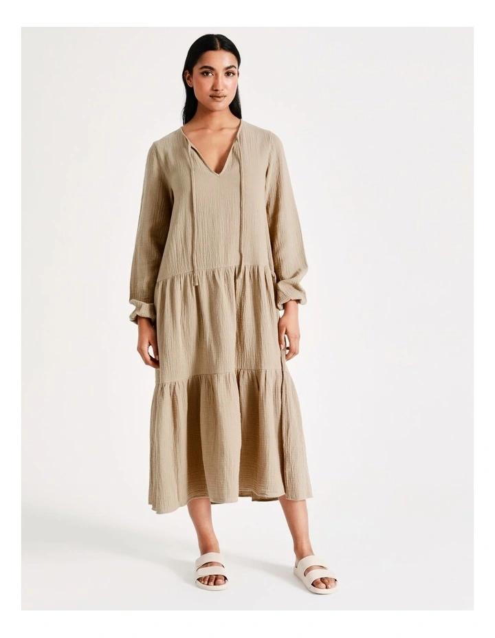 Best deal β€οΈ Vero Moda Natalie Long Sleeve Cotton π Dress In Silver Mink π― 3 Best deal β€οΈ Vero Moda Natalie Long Sleeve Cotton π Dress In Silver Mink π―