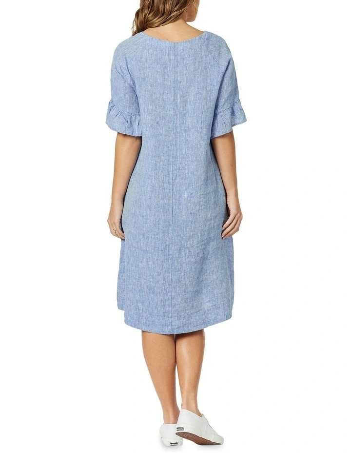 Top 10 β€οΈ Hammock & Vine Linen Frilled Sleeve V Neck π Dress In Denim π€© 6 Top 10 β€οΈ Hammock & Vine Linen Frilled Sleeve V Neck π Dress In Denim π€© - Image 4