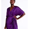 Best reviews of ✨ Wayne Cooper Satin Wrap Short Sleeve Mini 👗 Dress In Purple 👍