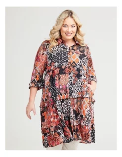 New ✨ Taking Shape Ria Natural 👚 Shirt 👗 Dress In Print 👏