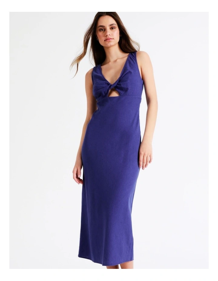Discount π― Miss Shop Linen Knot Detail Midi π Dress In Indigo β¨ 5 Discount π― Miss Shop Linen Knot Detail Midi π Dress In Indigo β¨ - Image 3