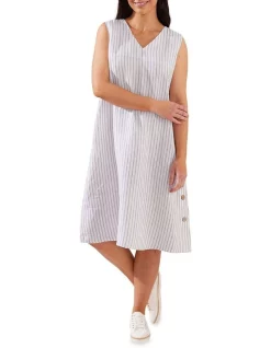 Flash Sale 💯 Yarra Trail Side Button 👗 Dress In Apple Green And White Stripe 🥰