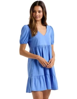 New 🧨 Forever New Brooke Mini Jersey 👗 Dress In Blue 😍