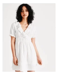 Hot Sale 🔥 Vero Moda Lara Short Sleeve Cotton 👗 Dress In Snow White Gold Dots ⌛