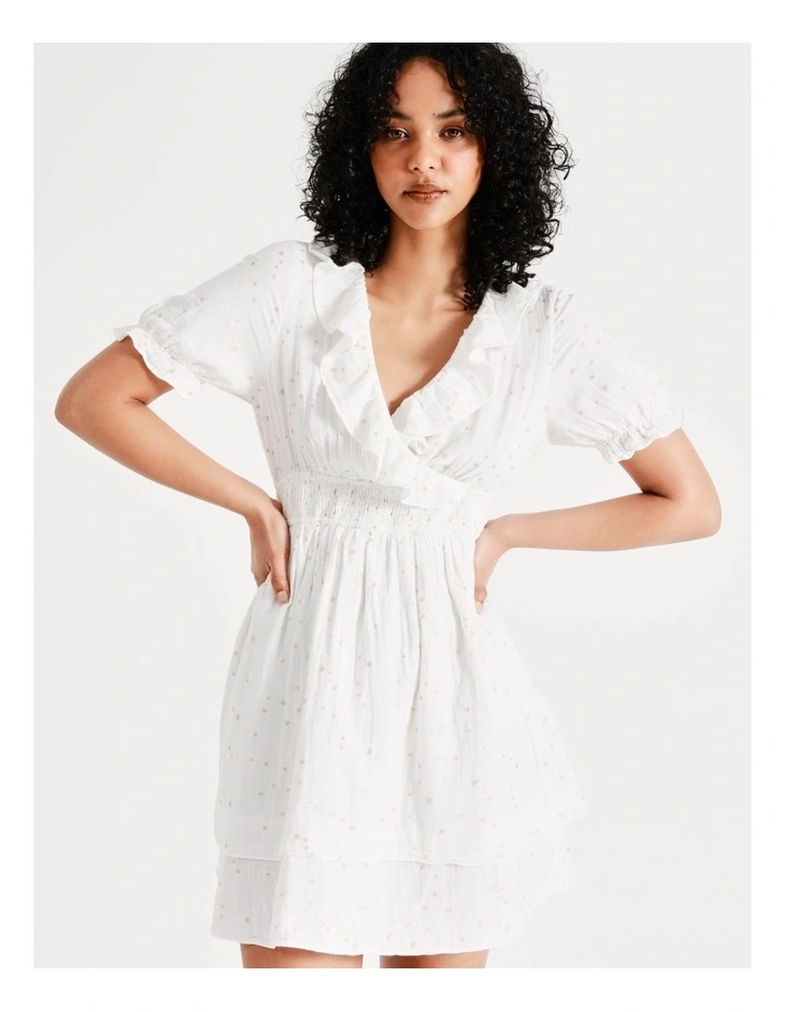 Hot Sale π₯ Vero Moda Lara Short Sleeve Cotton π Dress In Snow White Gold Dots β 5 Hot Sale π₯ Vero Moda Lara Short Sleeve Cotton π Dress In Snow White Gold Dots β - Image 3