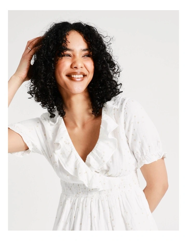 Hot Sale π₯ Vero Moda Lara Short Sleeve Cotton π Dress In Snow White Gold Dots β 6 Hot Sale π₯ Vero Moda Lara Short Sleeve Cotton π Dress In Snow White Gold Dots β - Image 4