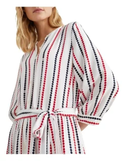 Promo ✨ Tommy Hilfiger 3/4 Sleeve Viscose Midi 👚 Shirt 👗 Dress In Multi ✔️ -Sweetheart Sales Store unnamed file 979